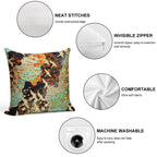 FLYING CRANES AND SPRING FLOWERS Antique Japanese Floral Soft Hidden Zipper Throw Pillow