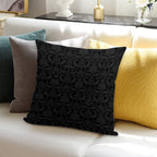 Victorian Gothic Pattern (Black) Soft Washable Throw Pillow