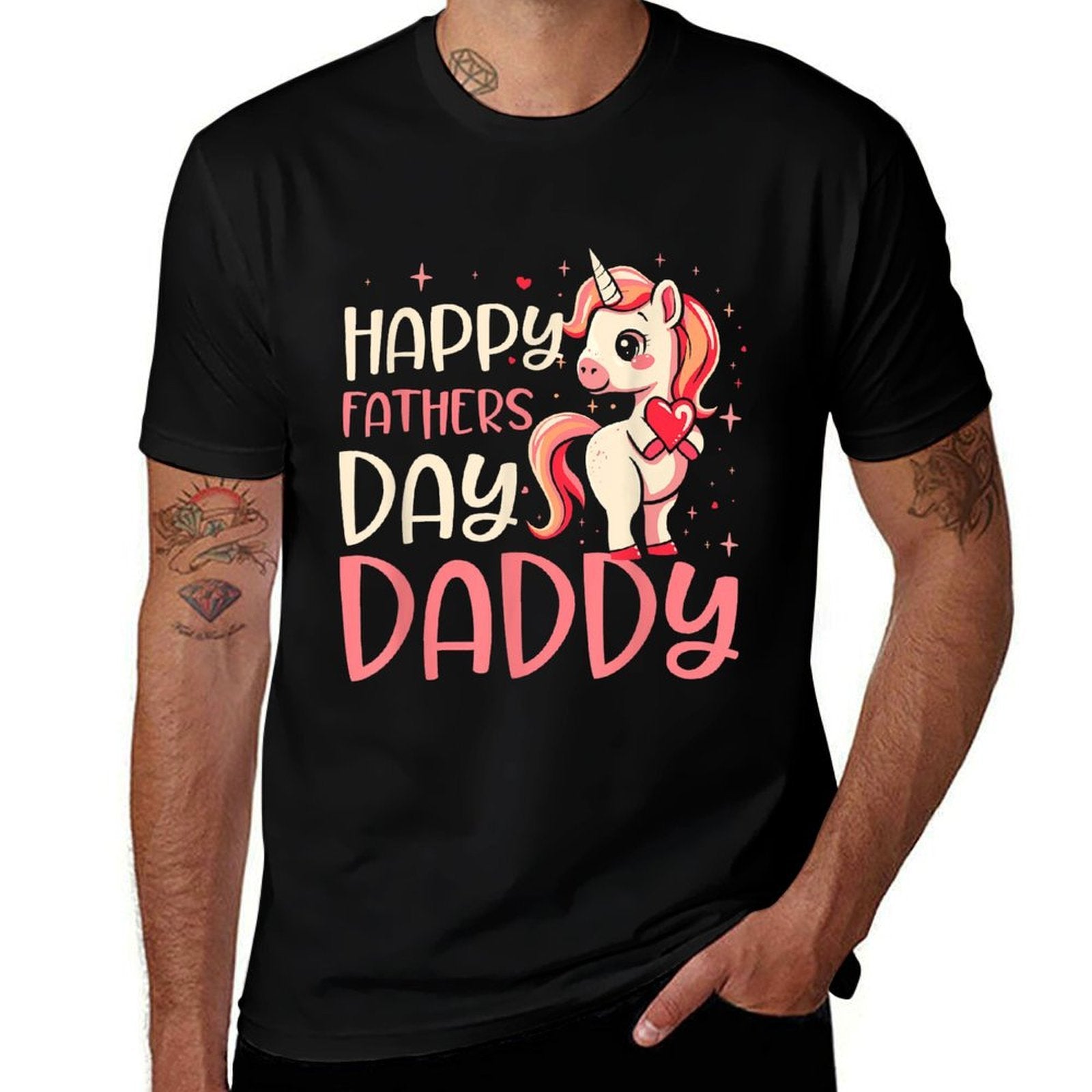 Happy Fathers Day Daddy Unicorn Daughter Dad Toddler Girl  Odor-resistant T-Shirt