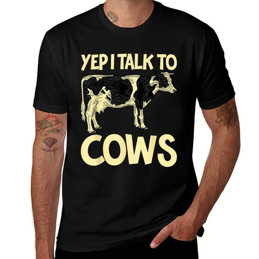 Yep I Talk To Cows Funny Vintage Dairy Farmer Cow Lovers Gag  Slim-fit Cut T-Shirt