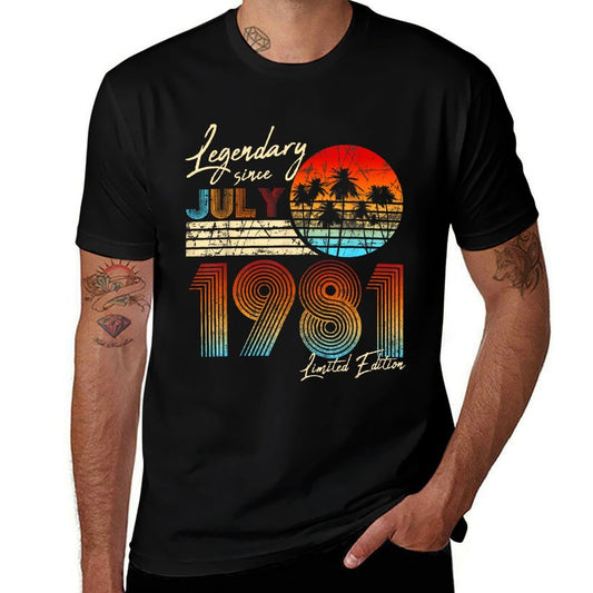 40Thbirthdaygifts Legendary Since July 1981 40Th Birthday  Ribbed Collar T-Shirt