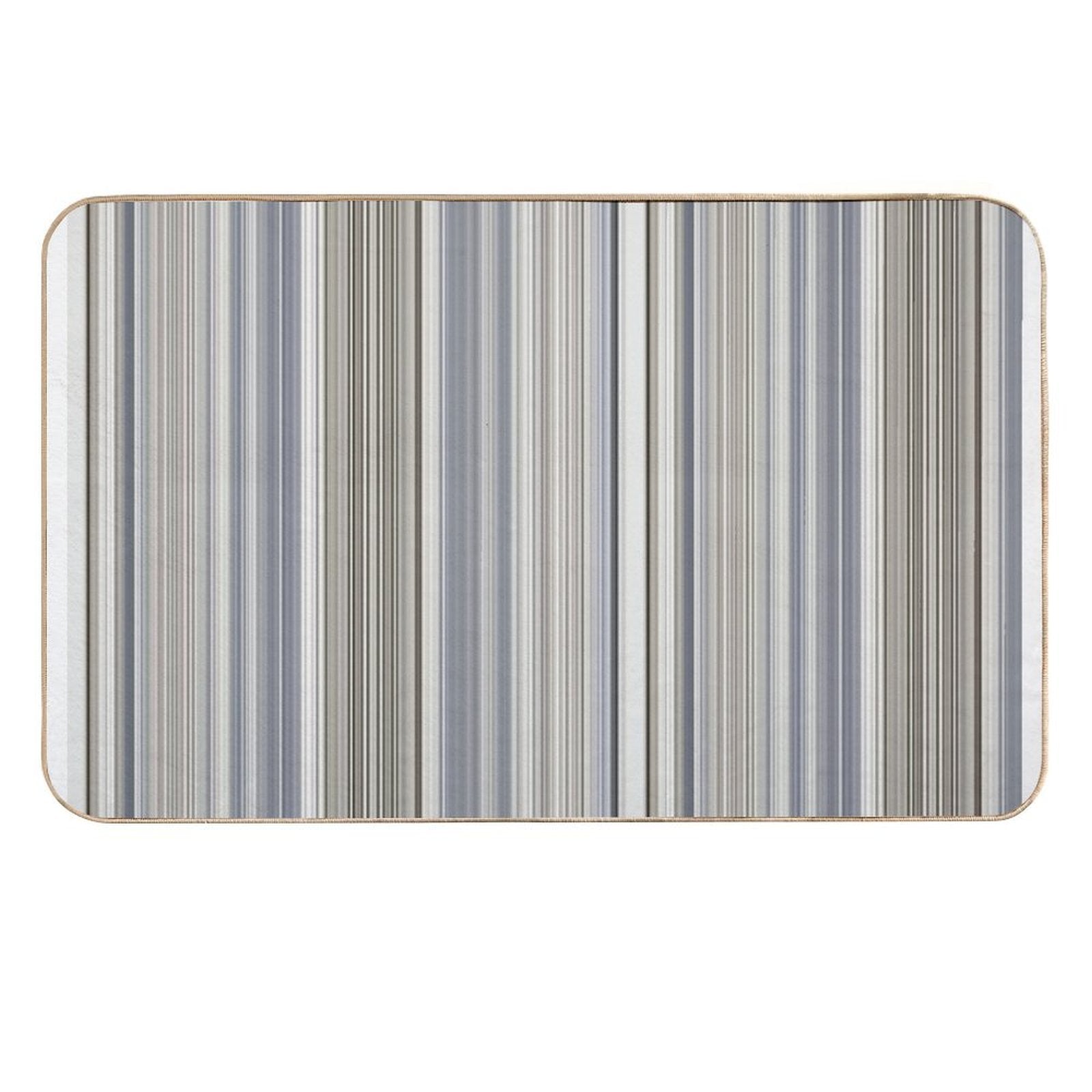 Blue Grey Tan Stripes  Slip-Resistant Bath Mat