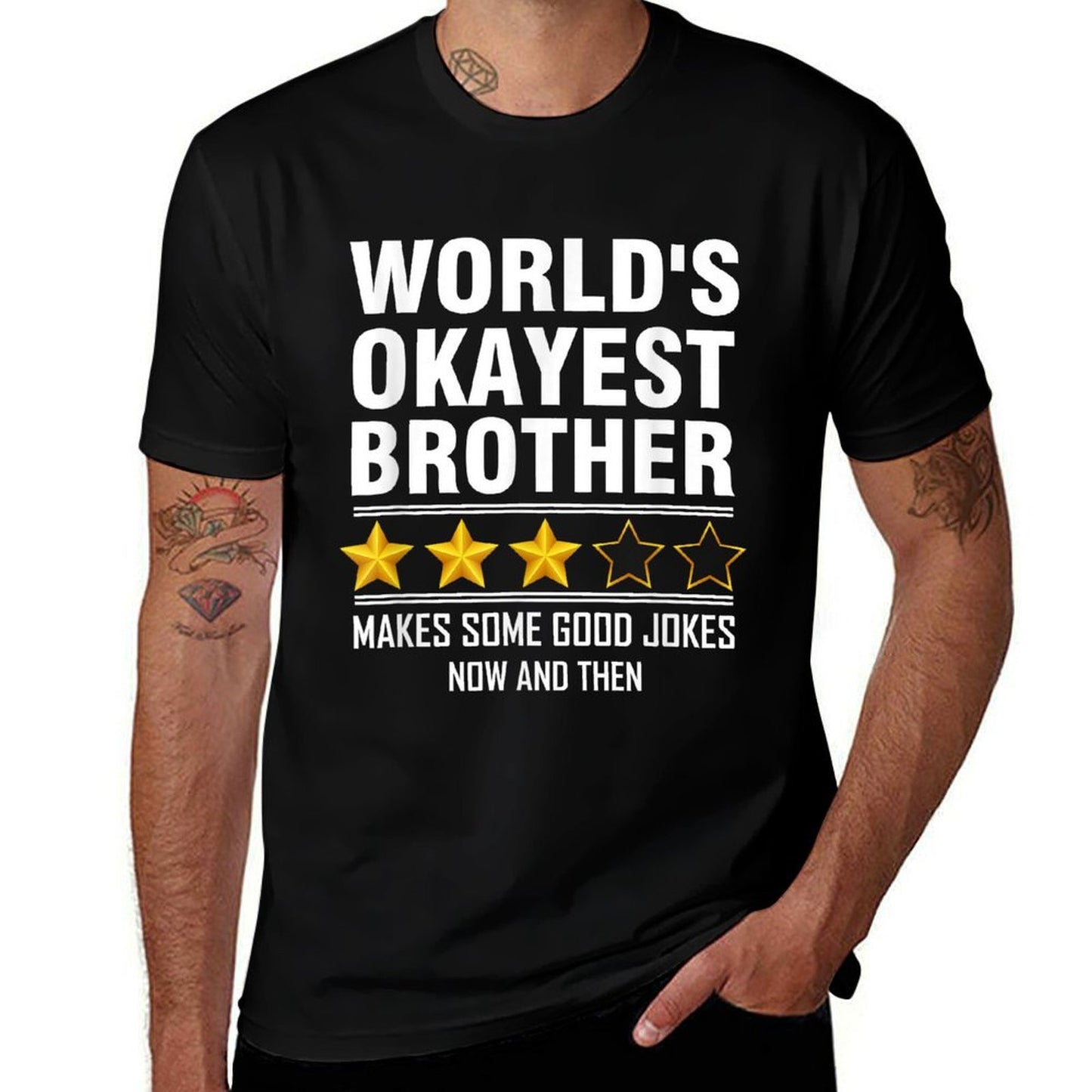 World Okayest Brother Three Stars Review Makes Good Jokes Comfortable T-Shirt