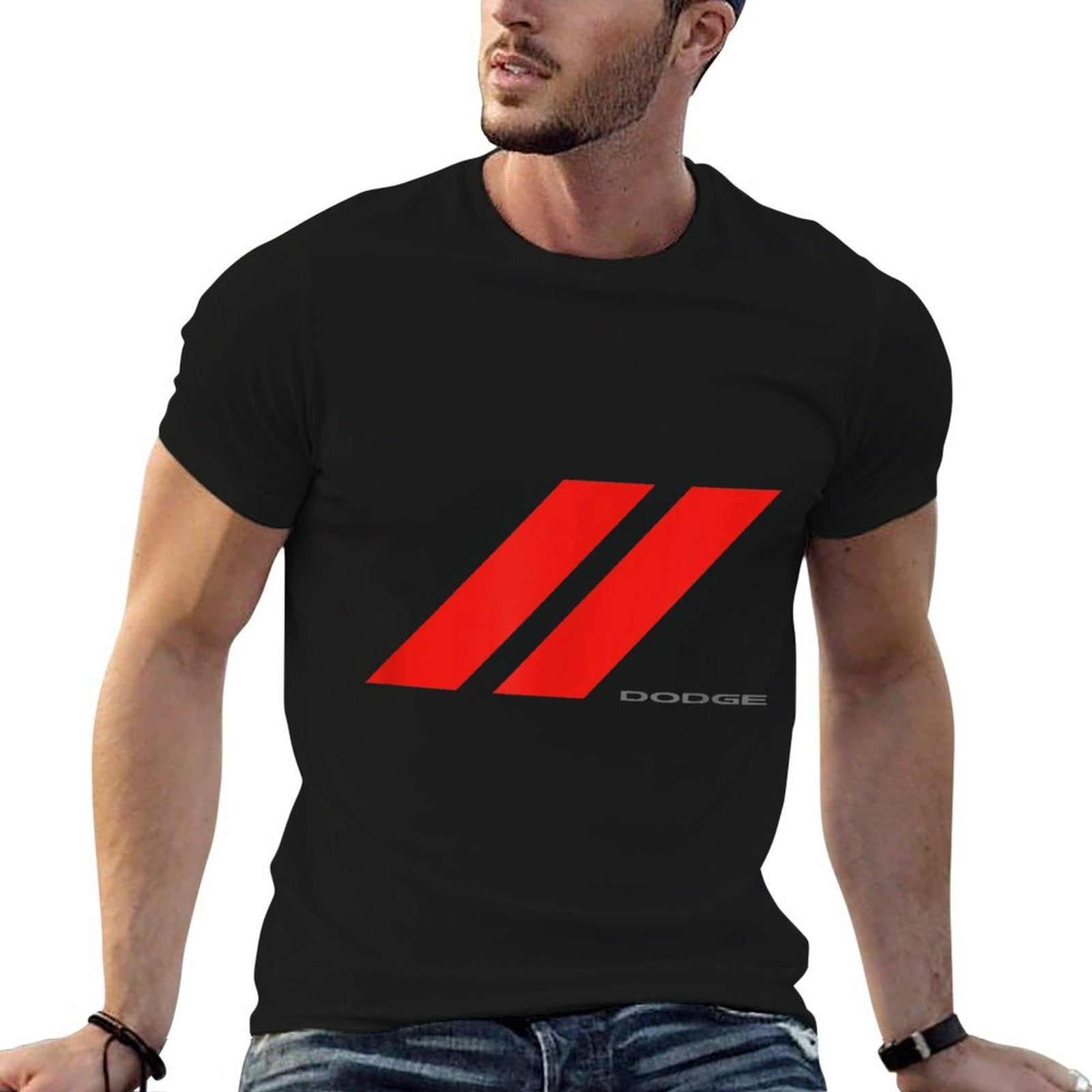Dodge Rhombus Logo  Ribbed Collar T-Shirt