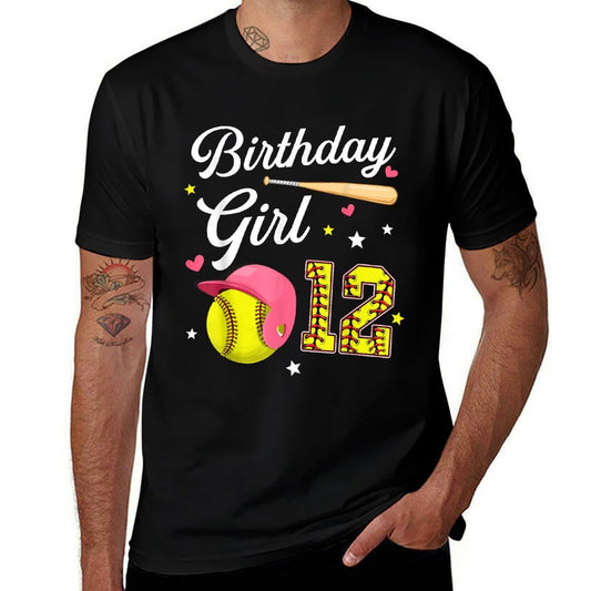 12th Birthday Girl Softball Twelfth Bday 12 Twelve Year Old  Lightweight T-Shirt