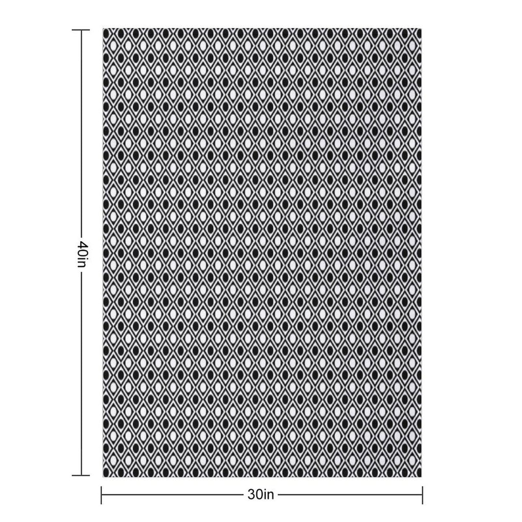 Classy Black And White Double Outline Diamonds And Dots Travel-friendly Throw Blanket