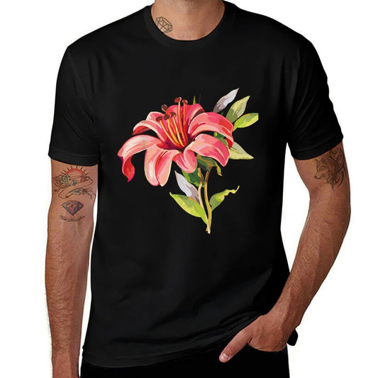 Variety of Lillies Graphic Flower Print Flowered  Fade-proof Color T-Shirt