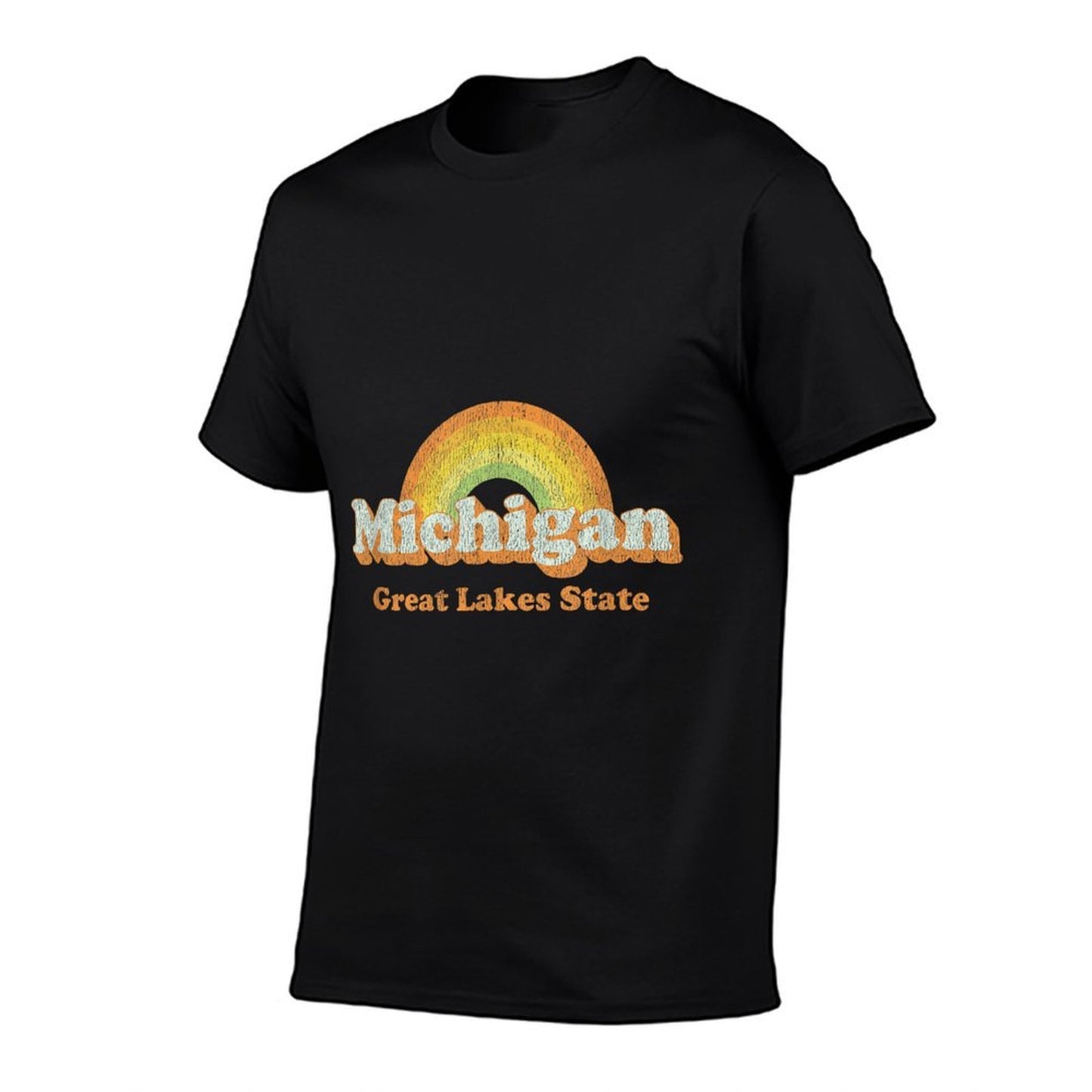 Retro Michigan T Vintage 70s Rainbow Design  Cotton T-Shirt