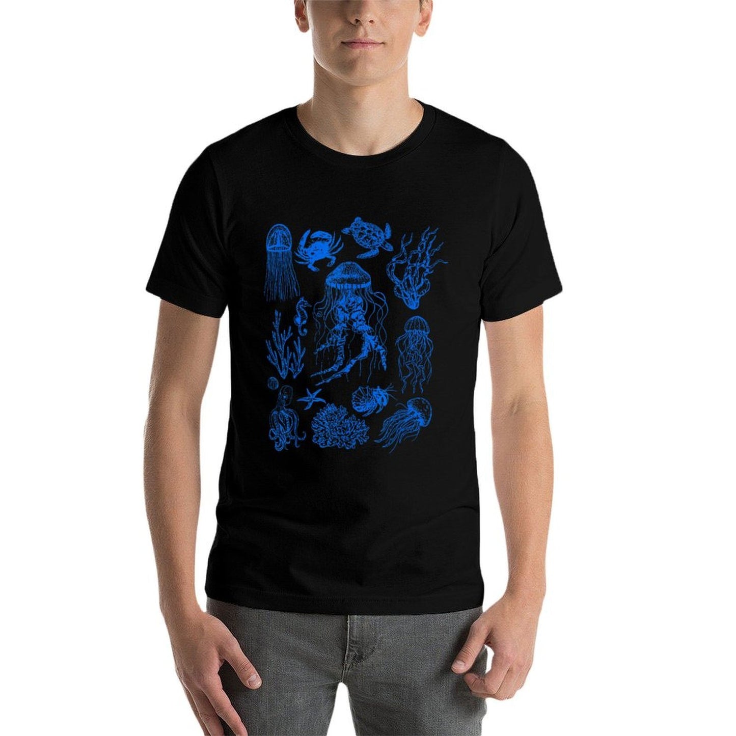 Retro Sea Life Aesthetic Crab Jellyfish Starfish Octopus 90s  Wrinkle-resistant T-Shirt