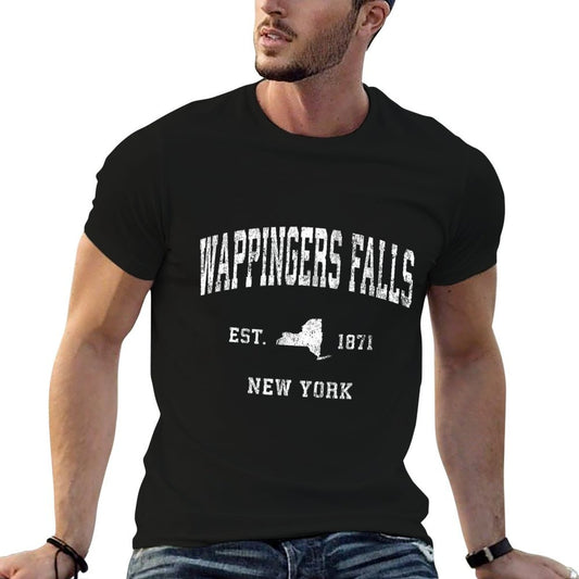 Wappingers Falls New York NY Vintage Athletic Sports Design  Fade-proof Color T-Shirt