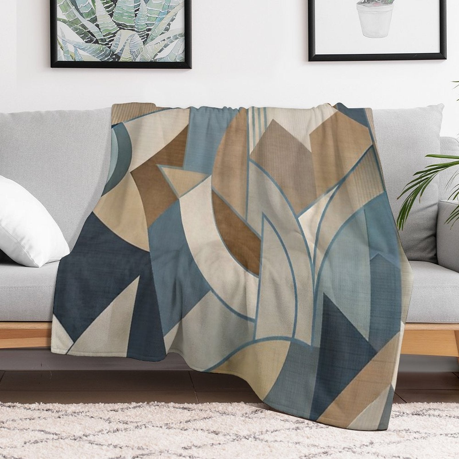 Vibrant Geometric Design Easy Care Throw Blanket