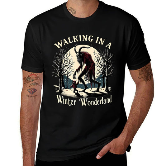 Walking In A Winter Wonderland Krampus Dark Winter Holiday  Affordable Price T-Shirt
