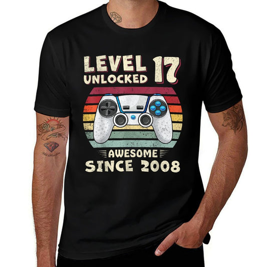 17 Year Old BDay Decorations Men Boy 17yr 2008 17th Birthday  Stretchy T-Shirt