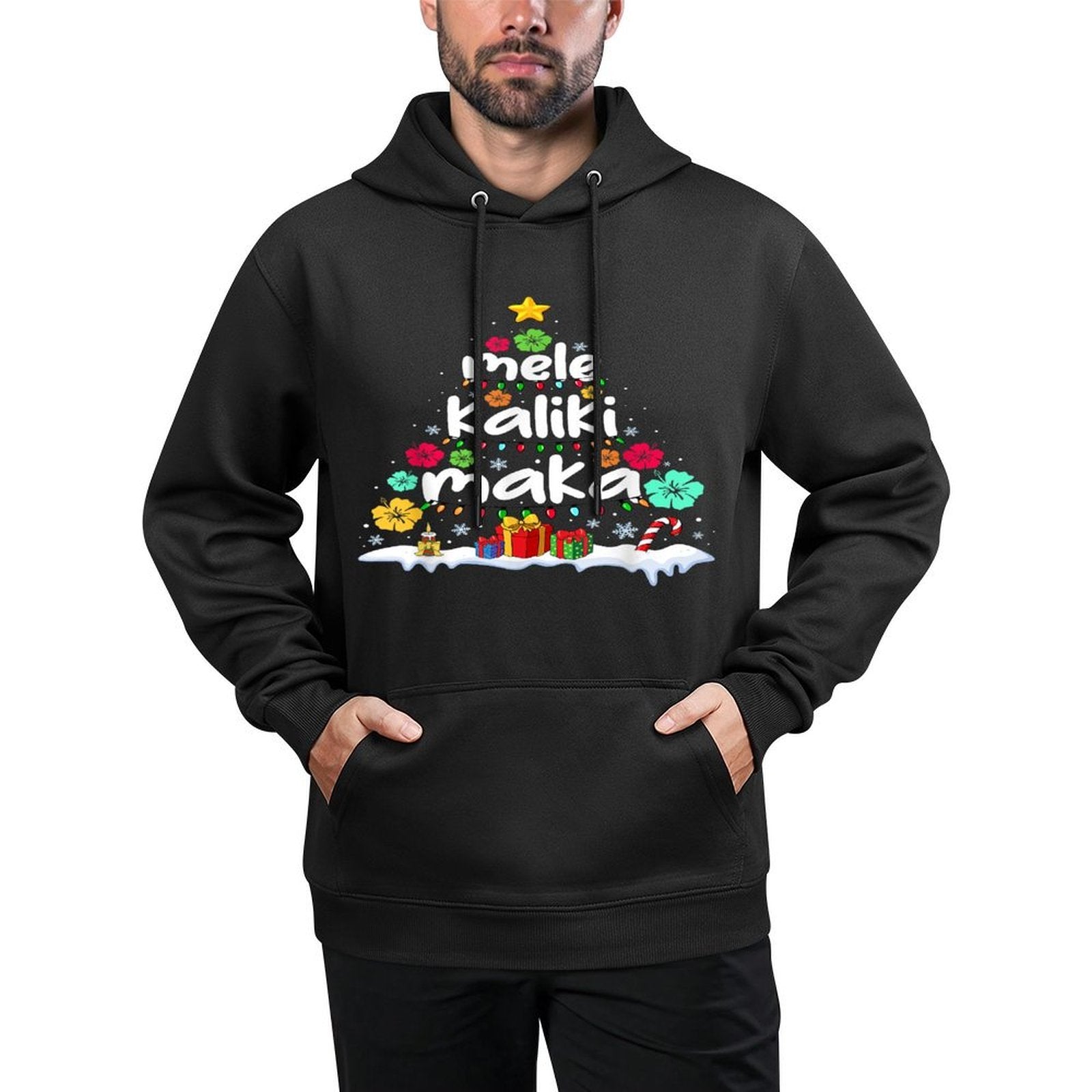 Mele Kalikimaka Tropical Christmas Hawaiian Santa Xmas Tree Pilling-Resistant Hoodie