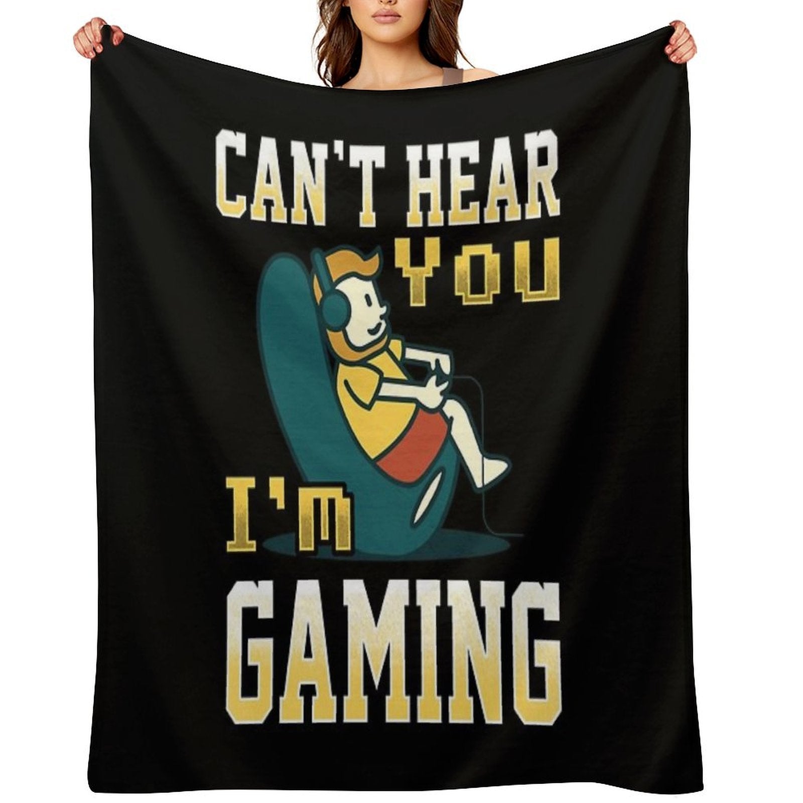 Can't Hear You I'm Gaming Multiplayer Gamer Print Velvety-soft Throw Blanket