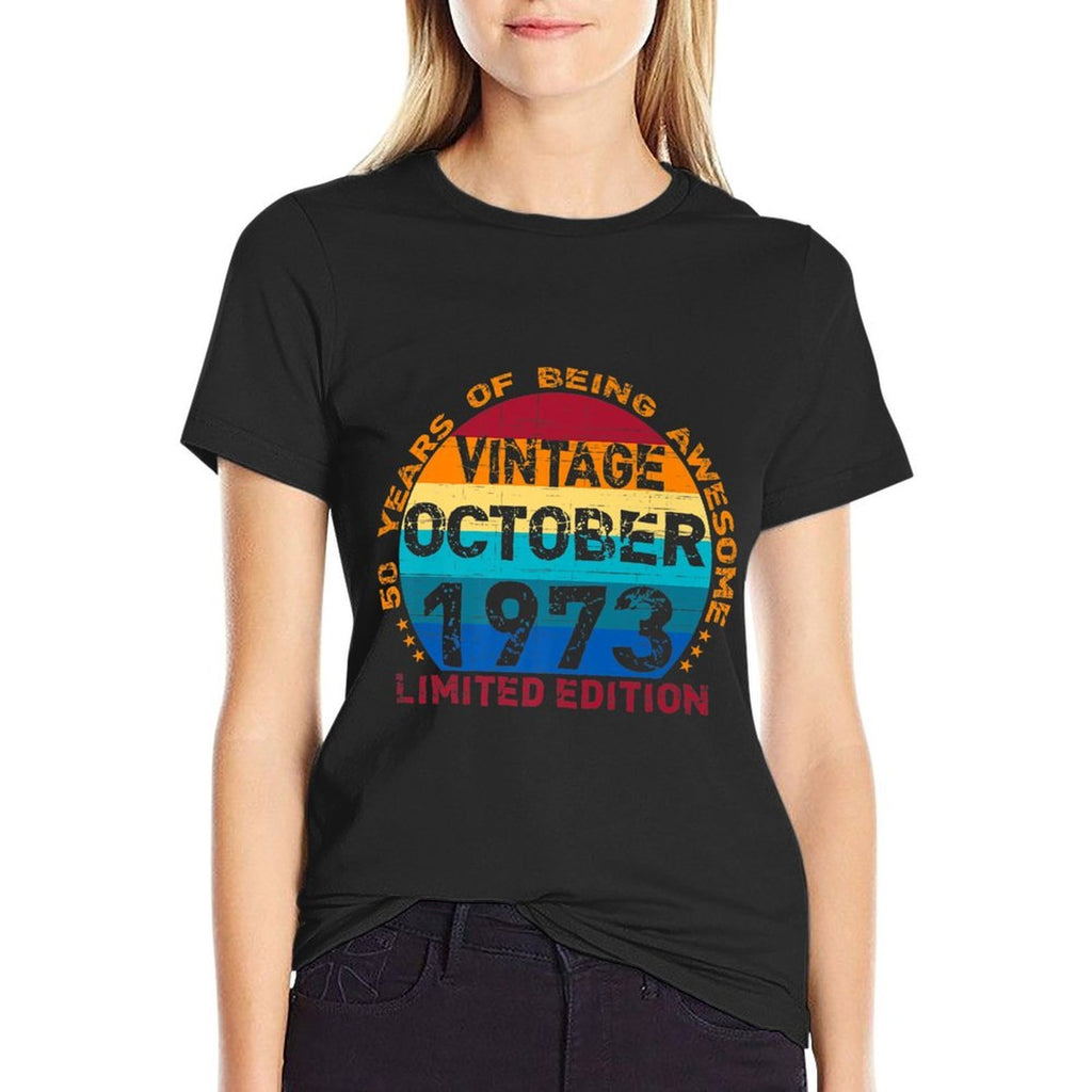 50 Years Old Vintage October 1973 Distressed 50th Birthday Premium  Quick-drying T-Shirt