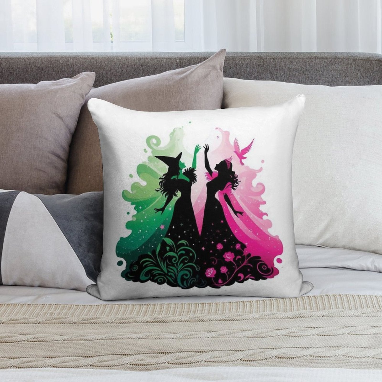 Elphaba & Glinda Wicked The Musical Soft Gift Ready Throw Pillow