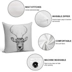 Deer 2 - Black & White Soft Washable Throw Pillow