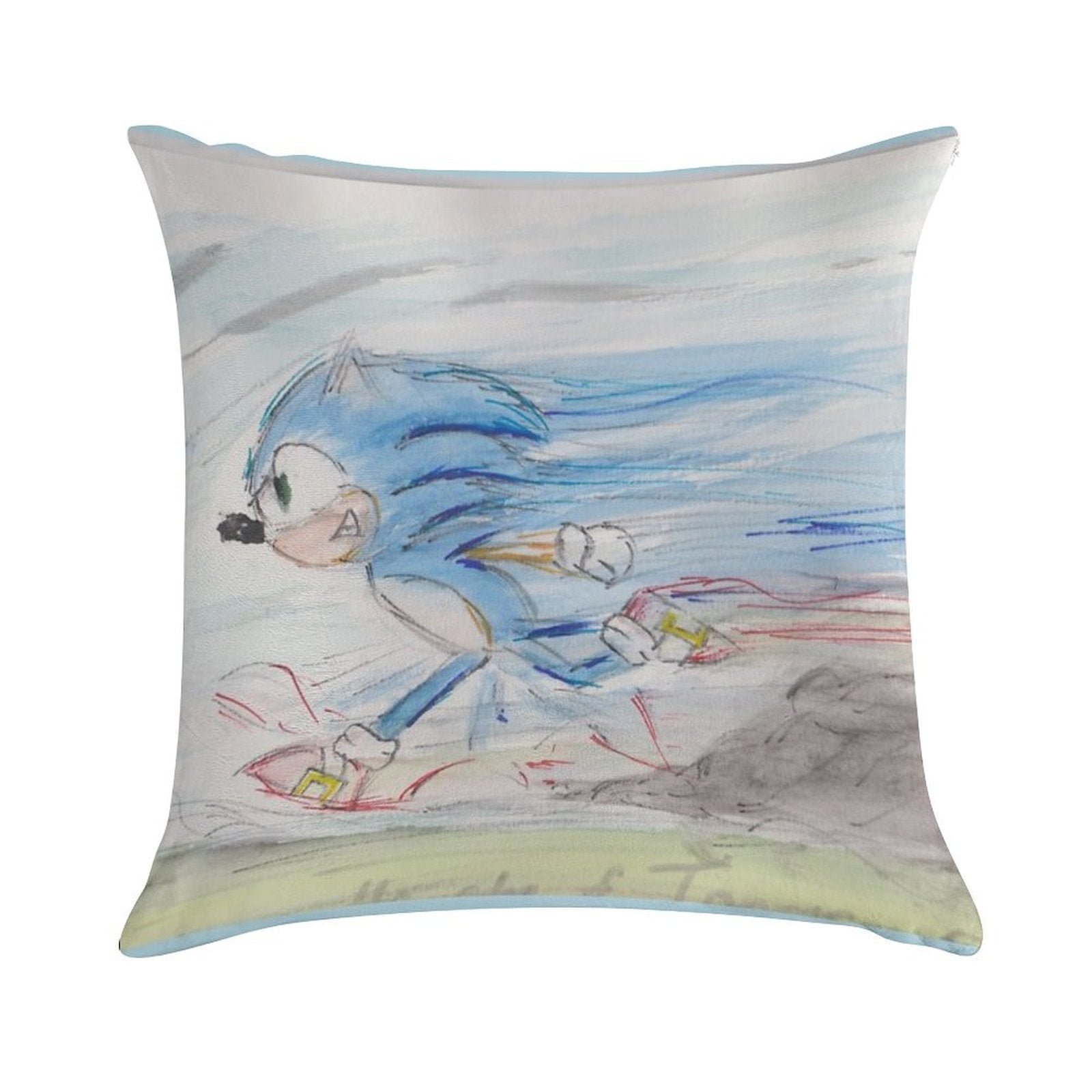 Sonic on The Run Soft Multiple Sizes Throw Pillow