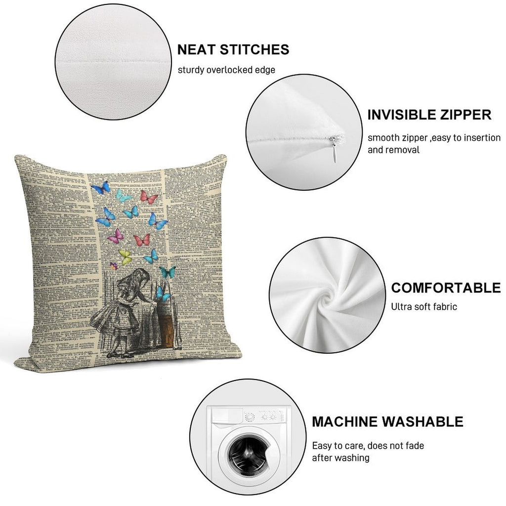 Alice In Wonderland - Let The Adventure Begin Soft Fade-Resistant Throw Pillow