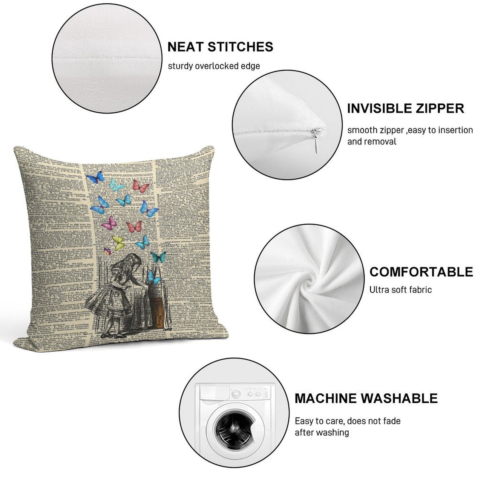 Alice In Wonderland - Let The Adventure Begin Soft Fade-Resistant Throw Pillow