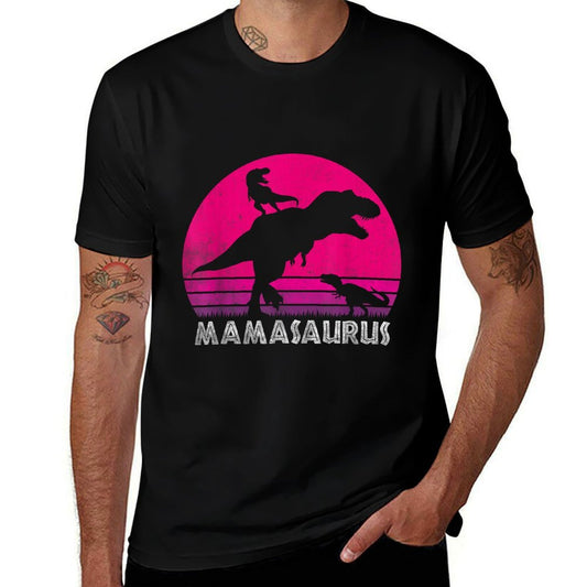 Vintage Retro 2 Kids Mamasaurus Sunset Funny Gift For Mother  Moisture-wicking T-Shirt