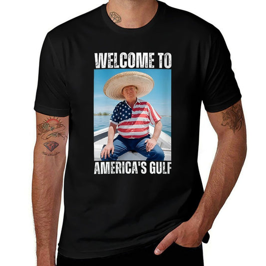 Womens Welcome Trump America's Gulf Mexico President Trump Sombrero  Fade-proof Color T-Shirt