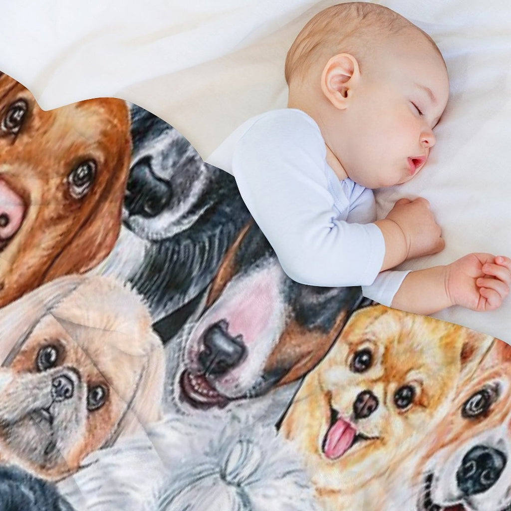 Beautiful Collage of Dogs, So Many Painted Beautiful Faces, Dogs Are The Best! Shrink-resistant Throw Blanket