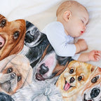 Beautiful Collage of Dogs, So Many Painted Beautiful Faces, Dogs Are The Best! Shrink-resistant Throw Blanket