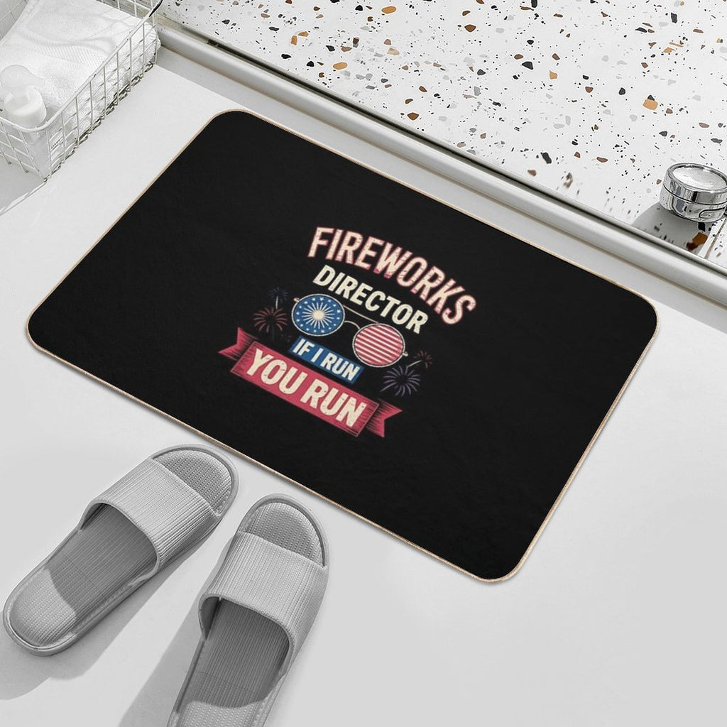 4th Of July Fireworks Director I Run You Run  Anti-Trip Bath Mat