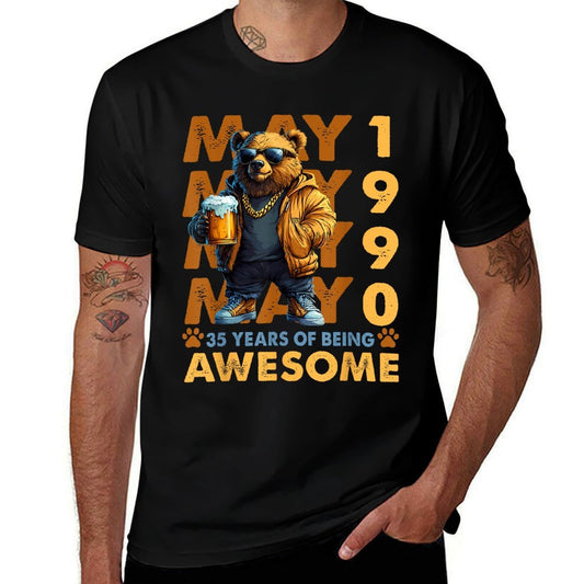 35th Birthday Bear Legends May 1990 35 Years Old For Mens  Stretchy T-Shirt