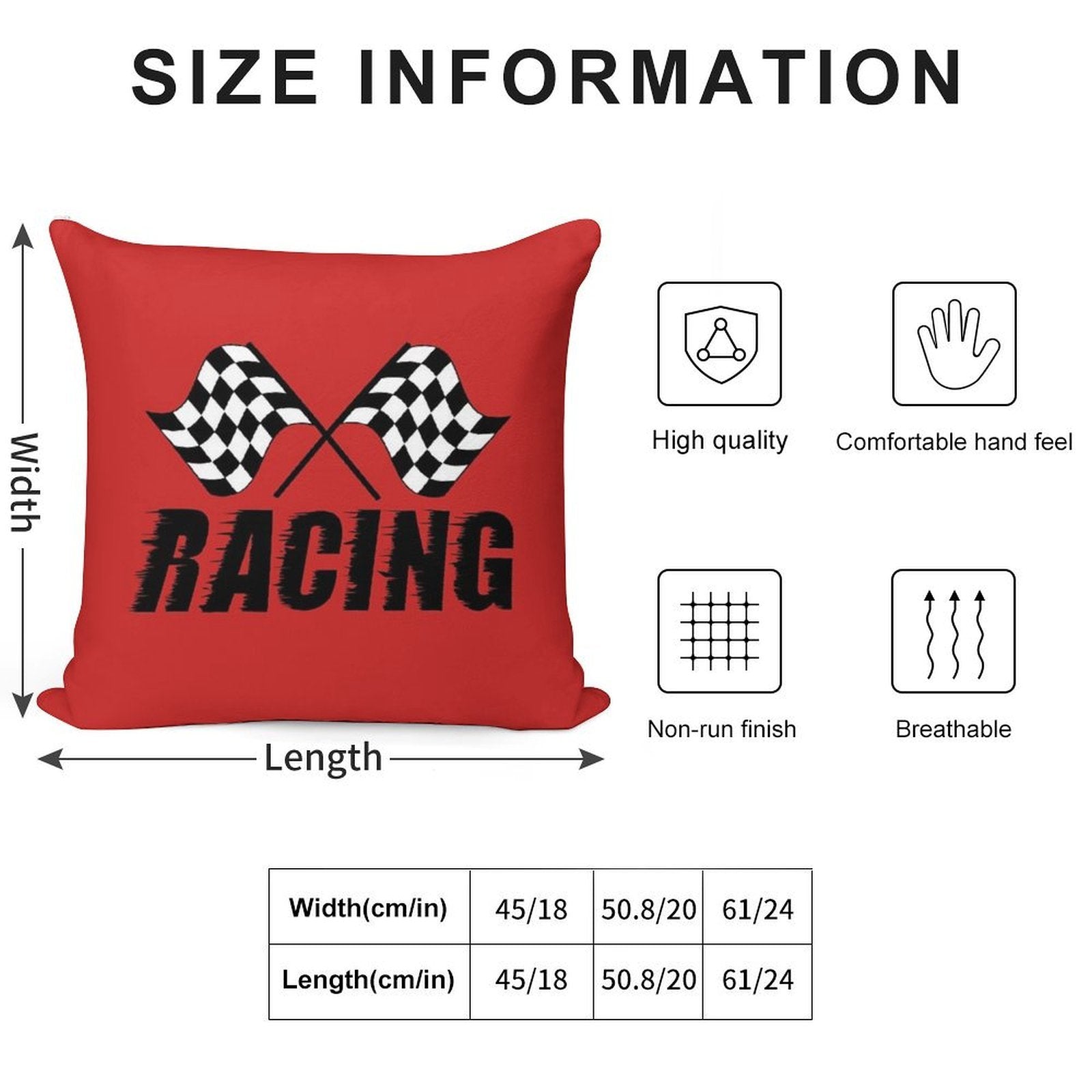 Racing Flags Checkered Flag Car Window Bumper Decal Soft Fade-Resistant Throw Pillow