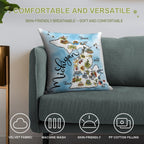 Map for Michiganers Soft Fade-Resistant Throw Pillow