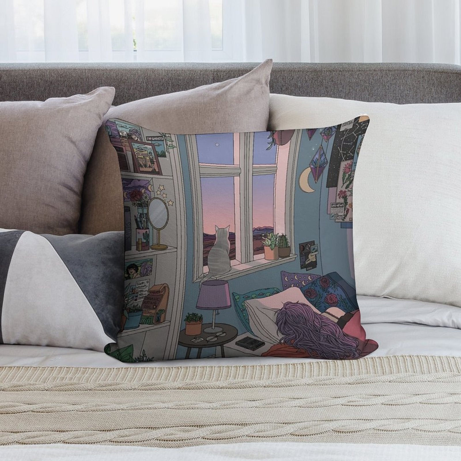 Early Morning Soft Bedroom Essential Throw Pillow
