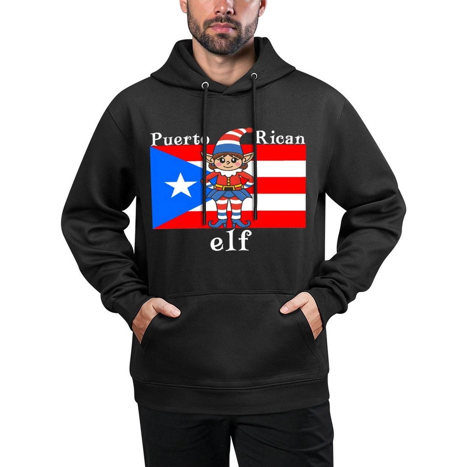 Puerto Rican Elf Matching Family Group Christmas Boricua Medium-Weight Fabric Hoodie