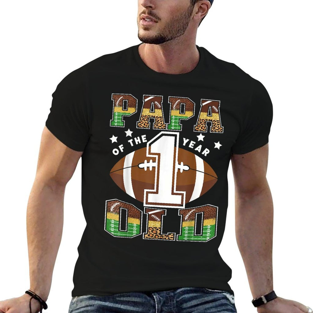 Papa Of The 1 Year Old Football 1St Year Down Birthday Comfortable T-Shirt