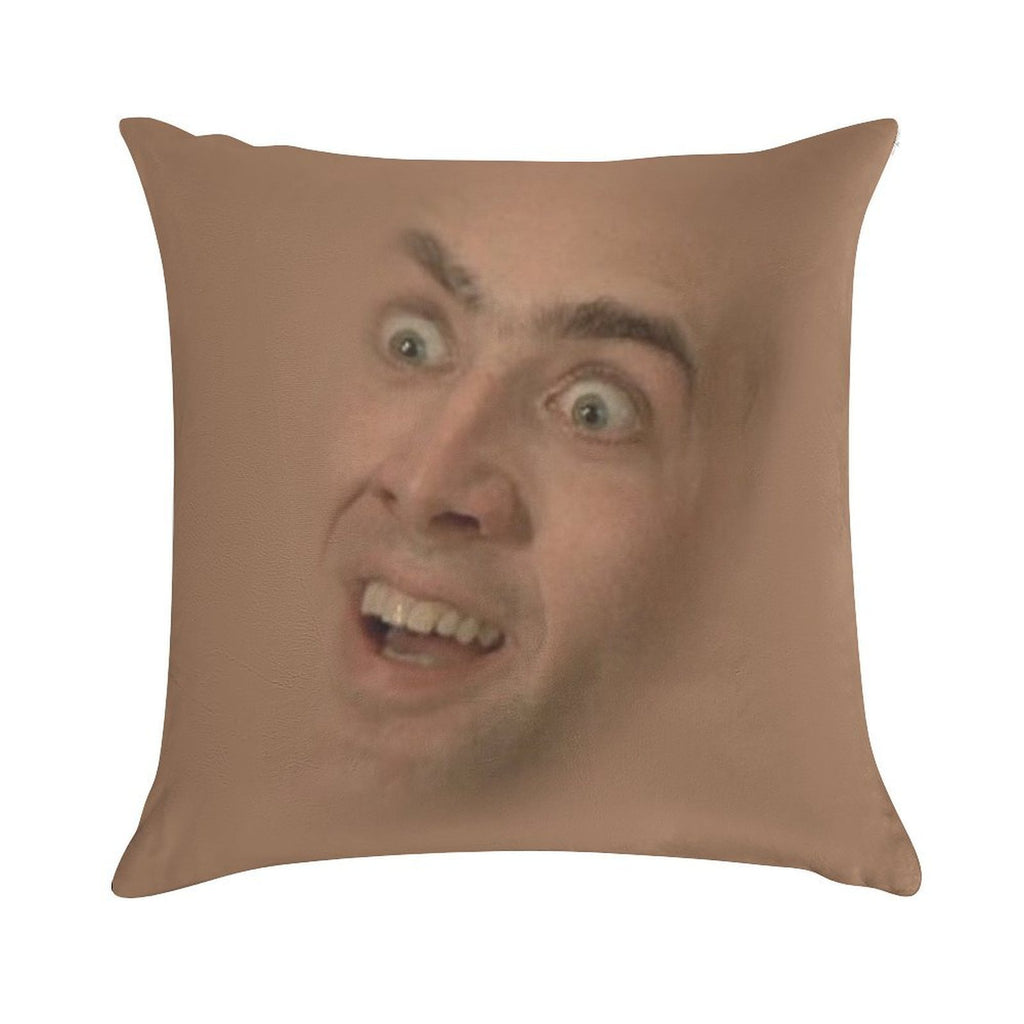 Nicholas Cage Face Pattern Soft Reinforced Edging Throw Pillow