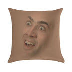 Nicholas Cage Face Pattern Soft Reinforced Edging Throw Pillow