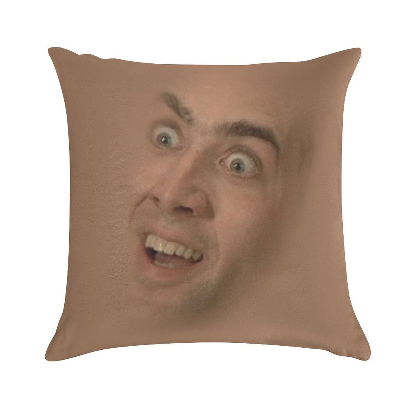 Nicholas Cage Face Pattern Soft Reinforced Edging Throw Pillow