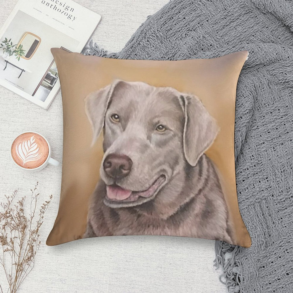 Silver Labrador Retriever Soft Fade-Resistant Throw Pillow