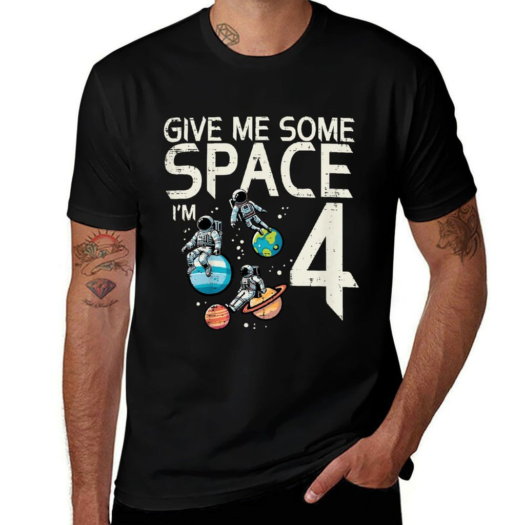 Kids 4th Birthday Astronaut Give Me Space 4 Years Old Boys Kids  High-quality Stitching T-Shirt