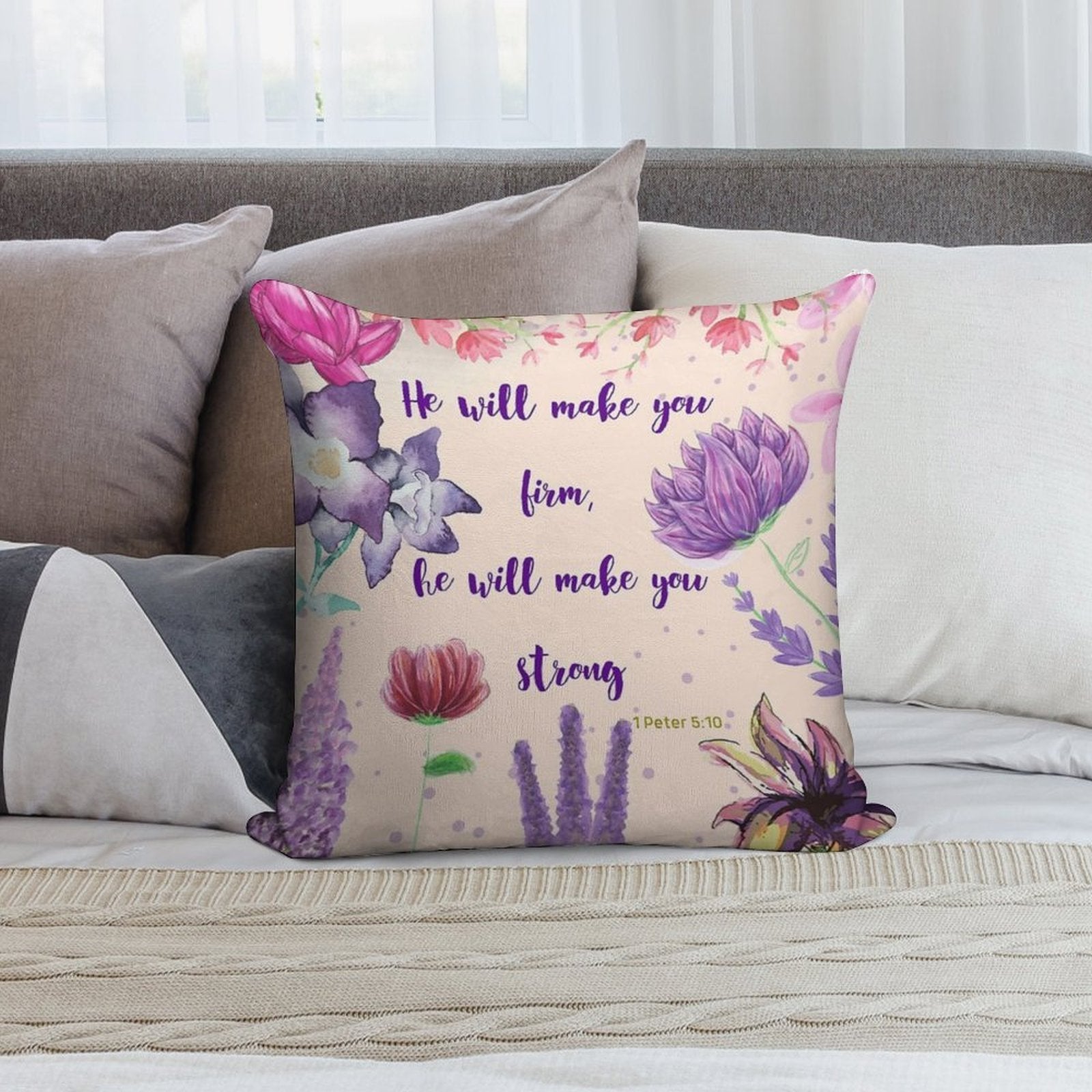 He Will Make You Strong 1 Peter 510 JW Soft Shrink-Resistant Throw Pillow