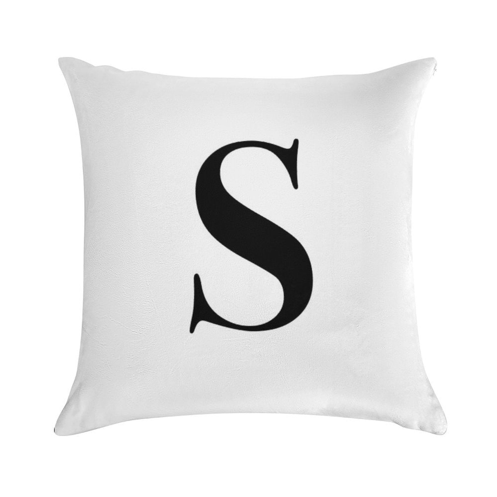 Letter S- Monogram Initial Soft Durable Construction Throw Pillow
