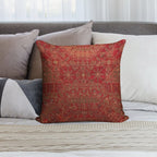 Bohemian Medallion II  15th Century Old Distressed Red Green Colorful Ornate Accent Rug Pattern Soft Ultra-Soft Texture Throw Pillow