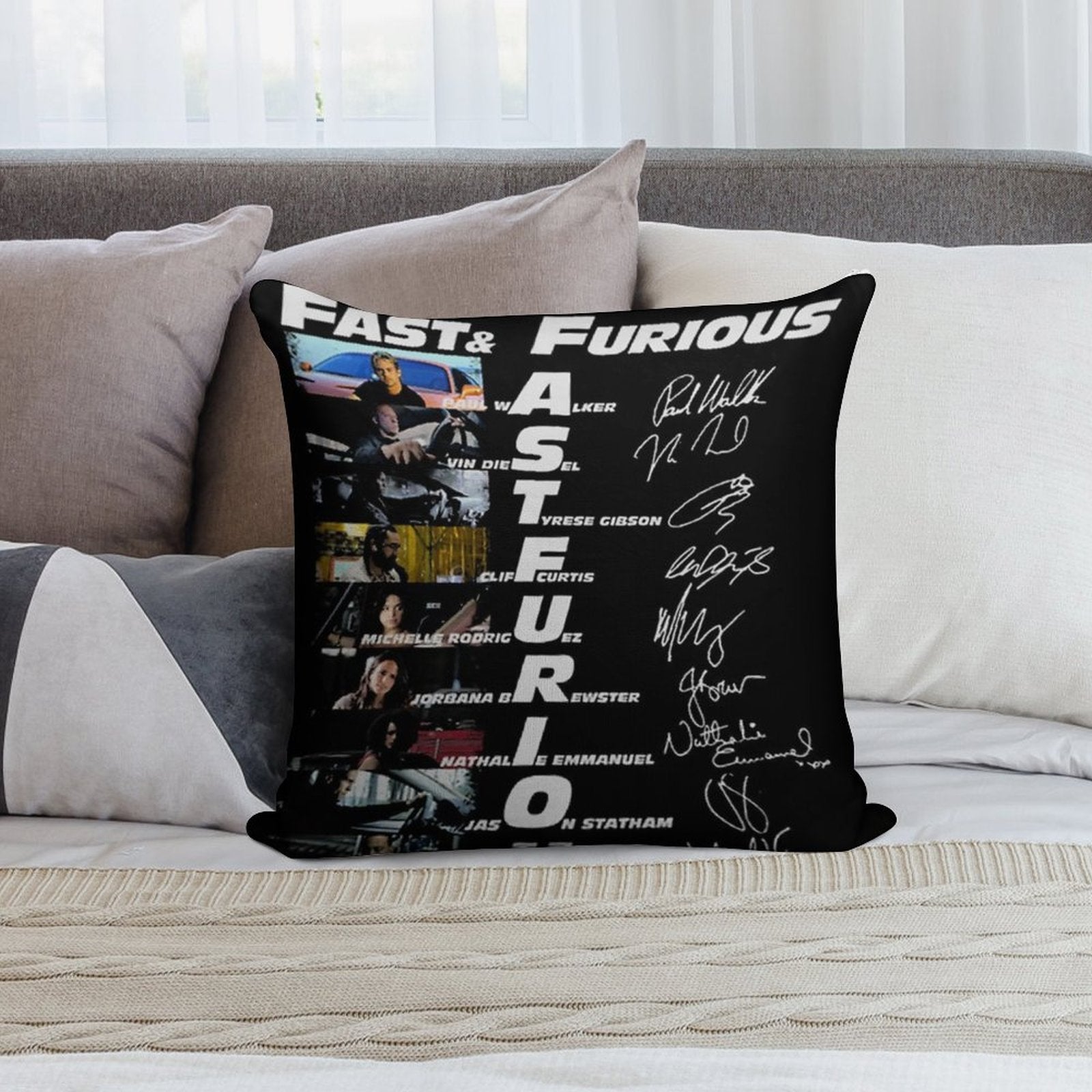 20th Anniversary 2001 2021 Fast Furious Signatures Soft Bedroom Essential Throw Pillow