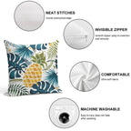 Golden Pineapple on Palm Leaves Foliage Soft Washable Throw Pillow