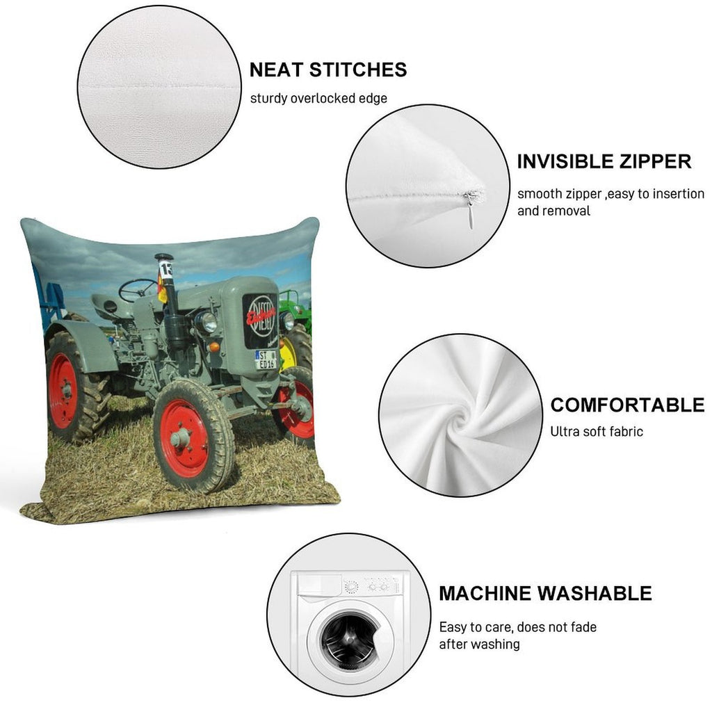 Eicher Diesel Tractor Soft Skin-Friendly Throw Pillow