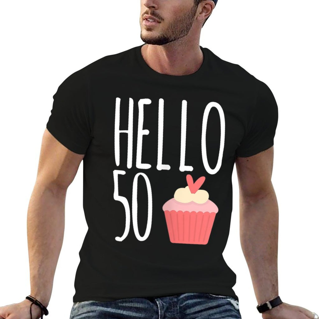 Womens 50th Birthday Gift Idea For Her Hello 50 Cupcake  Durable T-Shirt