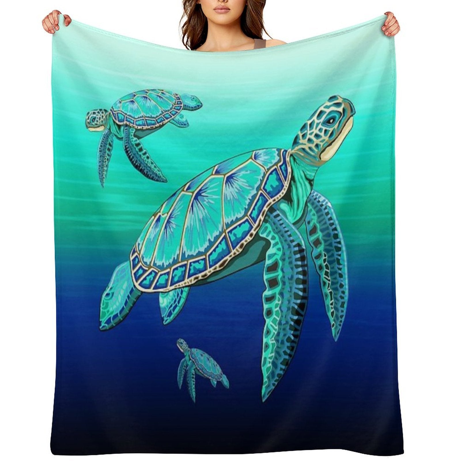 Sea Turtle Turquoise Oceanlife Velvety-soft Throw Blanket