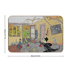 A Tuxedoed Dinosaur Helps Evict Rowdy Party-goers.  Odorless Bath Mat